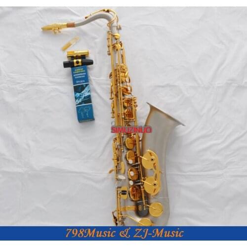 Professional New Satin Nickel Tenor sax High F# saxophone With Case Metal Mouthpiece