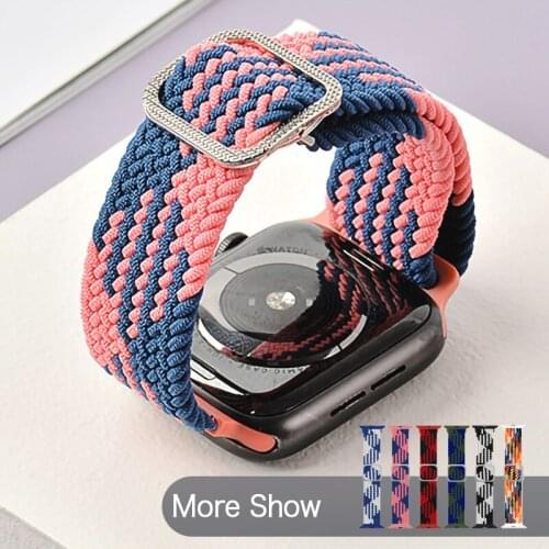 For Apple Watch Watchband Nylon Braided Solo Loop Elastic Wrist Strap For Apple Watch Series se 6 5 4 3 38mm 42mm 40mm 44mm