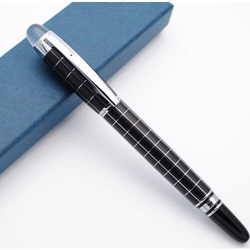 BAOER 79 Black Silver Checked Fountain Pen M Nib High Quality Ink Pen