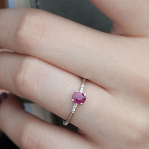 Symbol Gold 0.42 Carat Diamond Ruby Ring Baguette Chic Jewelry LoverRings Engagement Anniversary Wedding For Women