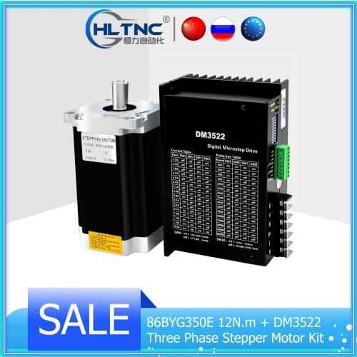 Nema34 86BYG350E 12Nm 4.5A AC110-220V Input Three Phase Stepper Motor 12N.m Optional Brake + DM3522 Driver Kit for CNC Milling