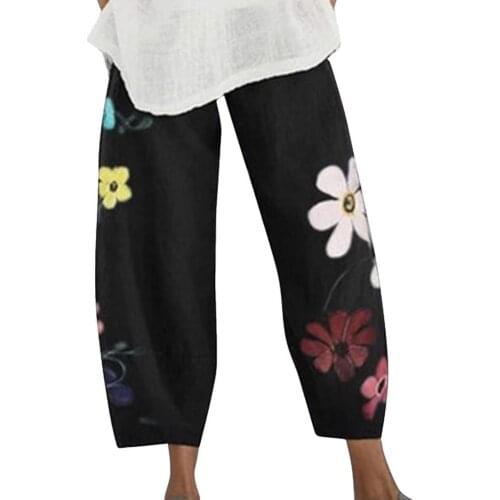 Sweatpants Pocket Summer Pants for Women Embroidered Ankle-length Harem Pants Female Womens Trousers Streetwear