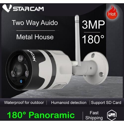 VStarcam 3MP Outdoor Panoramic CCTV Camera 1080P Wifi 180 Degree Wide Angle Bullet Waterproof FishEye Security Camera Onvif P2P