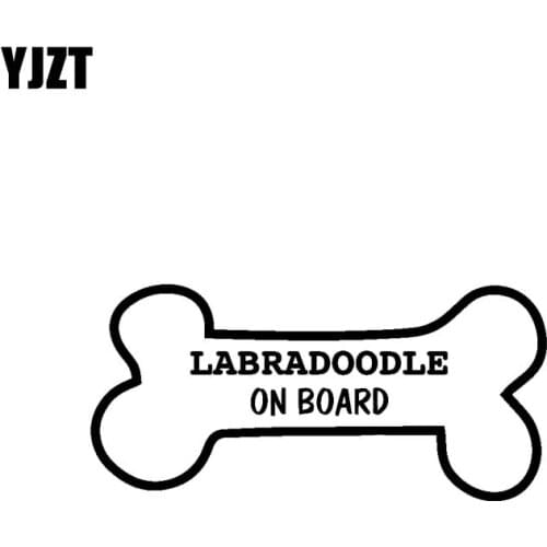 YJZT 14.8CM*7CM Funny Dog Bone Vinyl Car Sticker Decal Pet Lover LABRADOODLE ON BOARD Black/Silver C10-00596