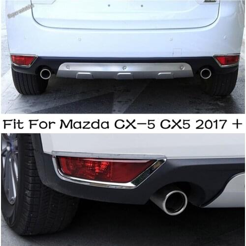 Lapetus Rear Tail Fog Lights Foglights Lamp Eyelid Eyebrows Cover Trim 2 Pcs Chrome For Mazda CX-5 CX5 2017 2018 2019 2020 ABS