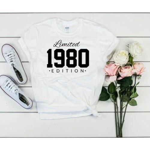 Limited 1980 Edition 41th Birthday Shirt Funny Graphic Cotton Women Tshirt Short Sleeve Tees Plus Size O Neck Female Clothing