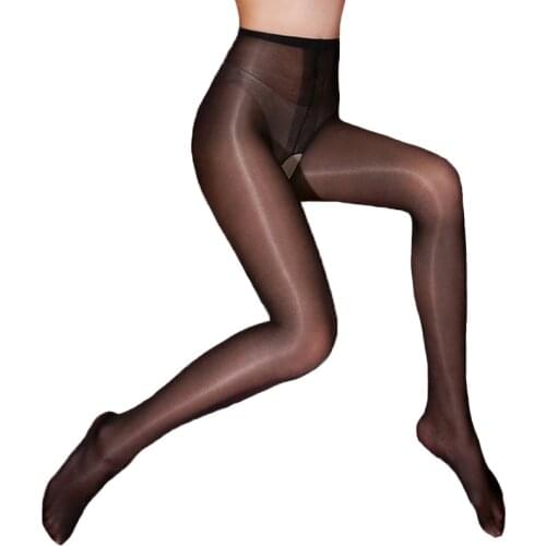 Women Sexy Shiny Pantyhose High Waist Glitter Crotchless Tights Fantaisie Collant Femme Open Crotch Calzas Elastic Pantimedias