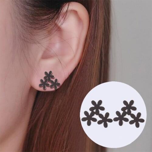 New Flower Snowflake Stainless Steel Womens Earrings Golden Girlfriend Gift European and American Fashion Christmas Gift 2021