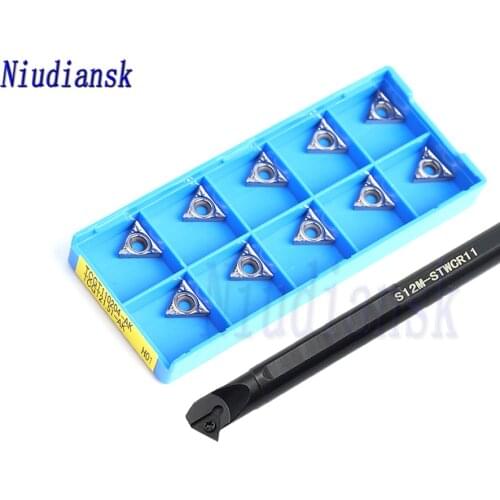 1pc S10K S12M-STWCR11 Inner Hole Turning Tool Holder S16Q-STWCR11 S20R-STWCR11 10pcs Carbide Inserts TCMT1102 CNC Lathe Tool Set