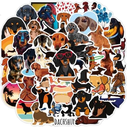 10/30/50Pcs Cute Cartoon Dogs Dachshund Graffiti Waterproof Stickers Motorcycle Bicycle Helmet Motor Laptop Joke Classic Toy