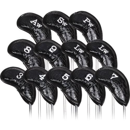 12 Pcs PU Leather Golf Iron Head Covers Club Headcover Waterproof for All Irons Club