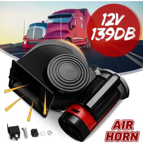 12V/24V 139dB/300dB Auto Twin Dual Tone Compact Air Horns Kit Car Truck Lorry SUV RV Train Caravan Boat Twin Tone Super Loud