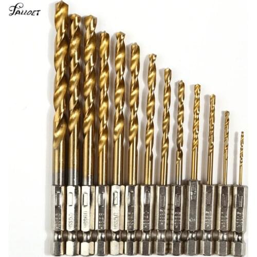 13pcs/Set Steel Hex Shank 1.5 - 6.5mm Metal Drills Bit for Wood Quick Cobalt Drill Tools Set Countersink Woodworking Tool