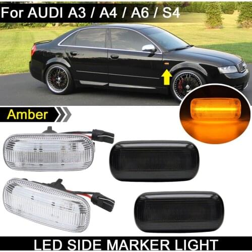 2x For Audi A3 S3 8P A4 S4 RS4 B6 B7 B8 A6 S6 RS6 C5 C7 LED Side Marker Lights Amber Turn Signal Lamp