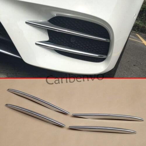Glossy Chromium Car Styling Fog Light Strips 4Pcs/Set For 2017 Mercedes-Benz E-Class Sport W213 Front Grill Grille Molding Parts