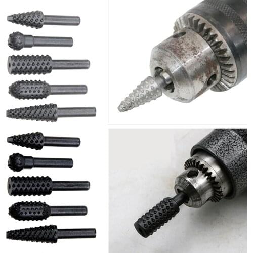 5pcs Steel Rotary Rasp File 1/4" Shank Rotary Craft Files Rasp Burrs Wood Bits Grinding Power Woodworking Hand Tool