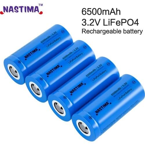 Nastima 32650 32700 LiFePo4 Rechargeable Battery 3.2V 6500mAh for Solar Panel Outdoor Garden Lights/Alarm /Home Security Sensors