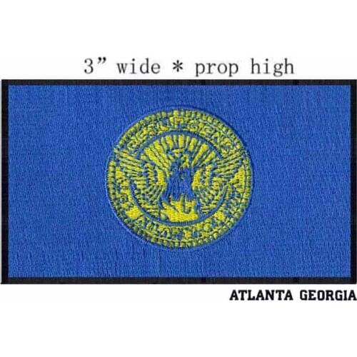 Atlanta, Georgia USA Flag 3" wide embroidery patch for iron on applique/blue/circle in it