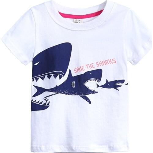 White Shark Little Boy t shirts Infant Boys Tee Shirts Summer Baby Boys t-shirt Kids Top 100% Cotton tshirt Jersey Soft 1-6Year