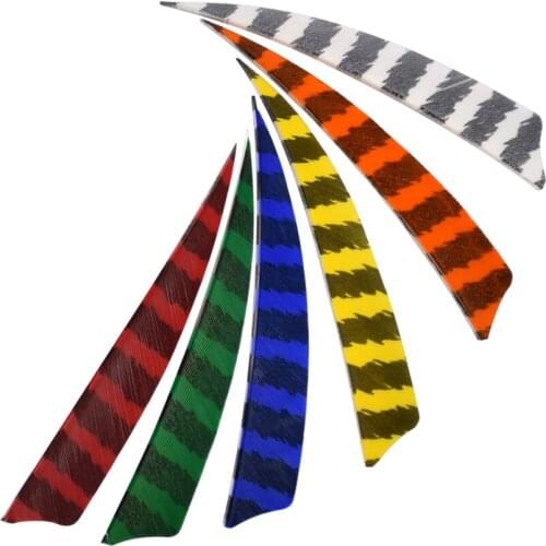 Free Shipping 100 pcs 4 inch Hunting Arrow Feathers Striped Turkey Feather Fletching Mutil color For Archery Arrows OutdoorTool
