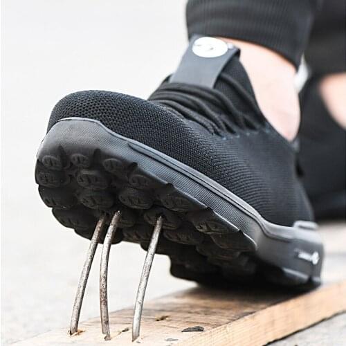 Safety Shoes Indestructible Mens Outdoor Puncture Proof Protective Shoes Insulation Mesh Breathable Steel Toe Summer Work Shoes
