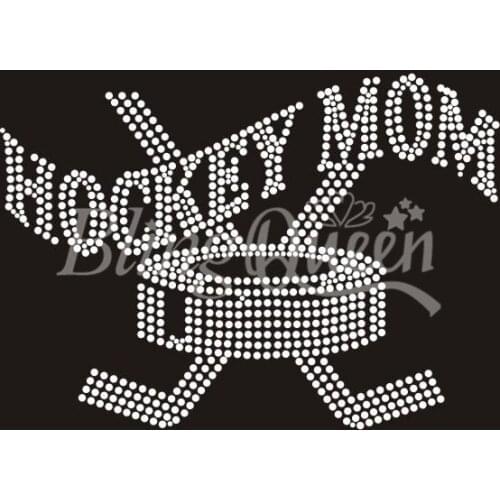 BlingQueen 25PCS/LOT Hot Fix Iron On Rhinestone Transfers Hockey Mom Design Custom Orders are welcome