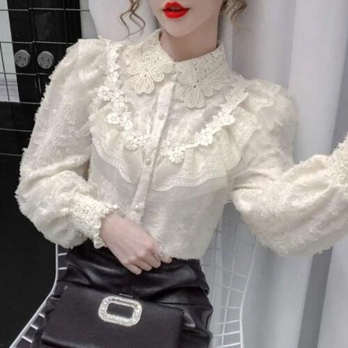 Blouse Women Shirt Autumn and Winter Lace Long Sleeve Top Shirt Shirt for Women Blusas Mujer De Moda