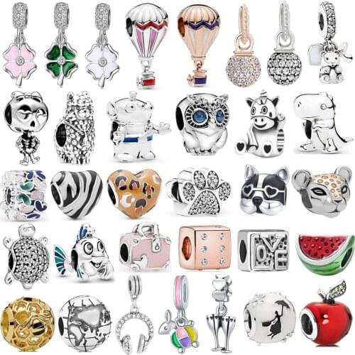 New Cute Animal Sheep Owl Tortoise Watermelon Heart Earth Bead Fit Original Pandora Charm Bracelet Women Jewelry Gifts
