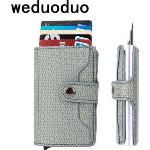 2020 Metal ID Credit Card Holder With RFID Vintage Card Case Automatic Money Cash Clip Mini Wallet Business Card Case