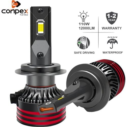 Conpex 2Pcs Car Lights Canbus LED H7 H1 9005 LED H4 Headlight Conversion Kit 110W 12000LM HB3 HB4 LED Bulbs H11 LED Lamps 6000K