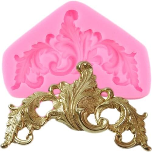 European Baroque Relief Silicone Mold Scroll Leaves Cake Border Fondant Molds Cake Decorating Tools Candy Clay Chocolate Moulds