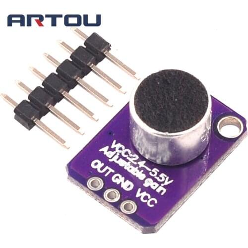GY-MAX4466 MAX4466 Electret Microphone Amplifier Module Adjustable Gain OUT GND VCC Amplifier Board 2.4-5V DC For Arduino