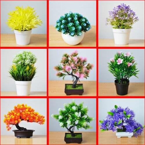 Artificial Fake plants pot Flowers Green Pot Ornaments Opportunity Knocks Plastic artificial flower Home fake plant Decorative