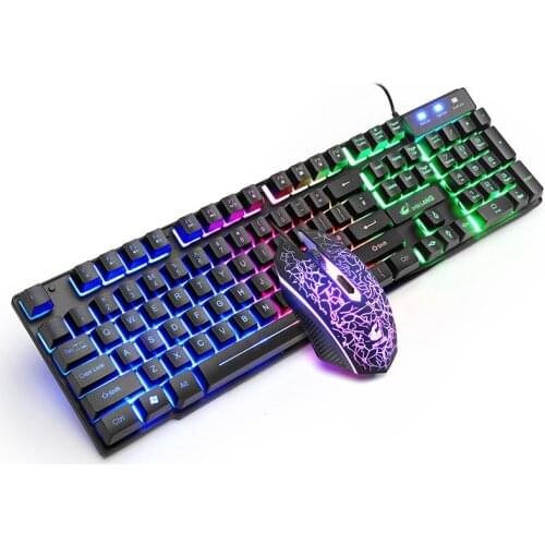 Free Wolf T11 British Keyboard Illuminant Keyboard Mouse Set Desktop Computer Game Mechanical Feeling Amazon