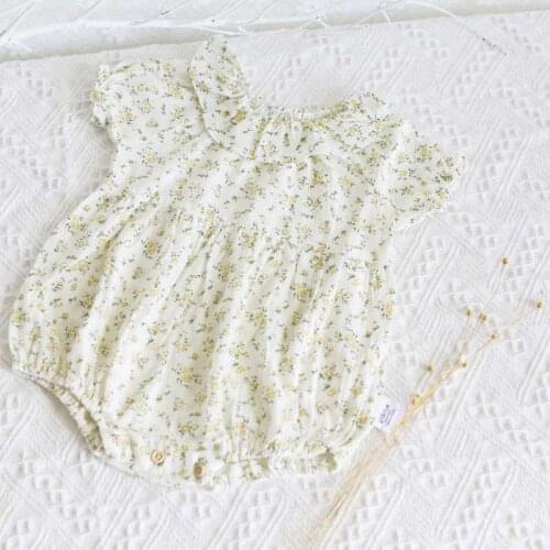 Baby Girl Short puff sleeve floral print Romper soft breathable infant baby bodysuit for girls overalls toddler girls clothing