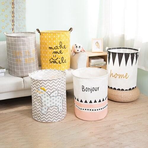 MICCK Large Laundry Basket Storage Basket Folding Toy Bask Kids Waterproof Organizer Dirty Clothes Cotton Linen Sundries Barrels