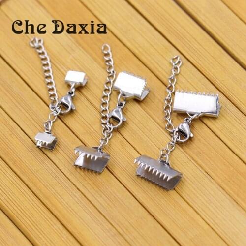 20 PCS/Pack) 6.5/10.5/15/20mm width stainless steel Combination buckle Leather cord Clips For DIY Bracelet cord fixed and link