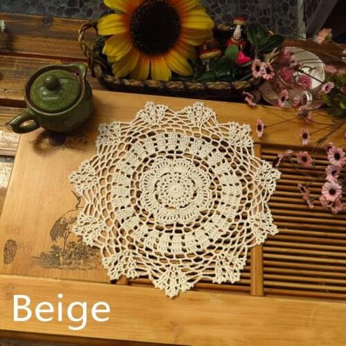 Lace Crochet Round Placemat DIY Handmade Cotton Cup Coasters For Kitchen Utensils Place Mats Pads Party Wedding Table Decoration