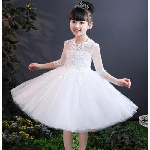 Summer Dress for Children Flower Girls Dress Half Sleeve Sequin lace Party Wedding Dress Princess Vestidos Evening Birthday Gown