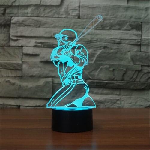 ManualFree shipping New baseball seven color 3D lamp LED touch to decorate visual With Touch Switch Gifts for children