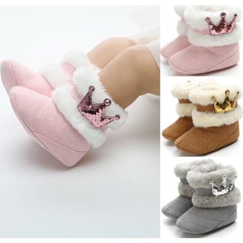 Newborn Baby Girl Toddler Fur Boots Soft Sole Crib Shoes Booties Prewalker Winter Warm Baby Girl Boots