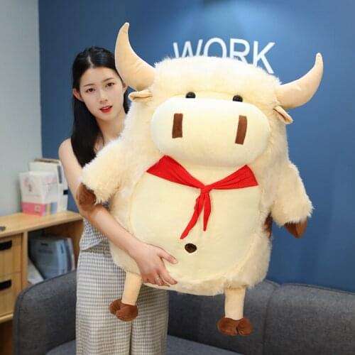 Cute cartoon cow plush doll zodiac year of the ox mascot creative funny doll for children gift decoration 35inch 90cm DY50907