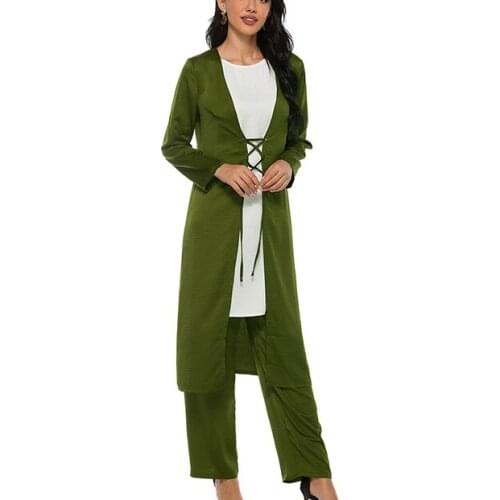 Muslim Lace Up Three Piece Suit For Ladies