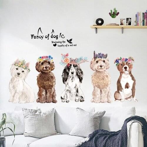 60*115cm Lovely Dog Wall Sticker Kids Room Decor Living Room Bedroom Wall Decals Art Creative Animal Posters