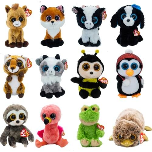 New 6" 15cm Ty Big Eyes Pea Velvet Unicorn Owl Penguin Fox Lazy Animal Toy Collectible Boy Girl Birthday Christmas Gift