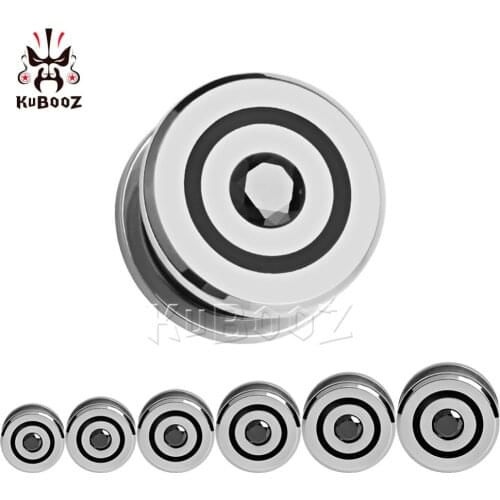 Kubooz piercing new arrival stainless steel zircon ear tunnels plugs body piercing jewelry expander wholesale