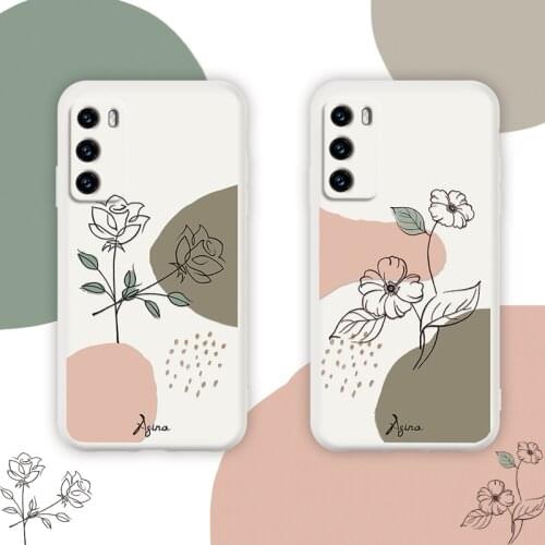 ASINA Original Liquid Silicone Case For Huawei P40 P30 Pro Cover Simple Flower Pattern Cover For P50 Funda Capa Women