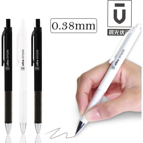 Press Type 0.38mm Gel Pen Black Ink Office Supplies Stationery Neutral pen Students Writing High Quality GEL PEN 2Pcs/lot