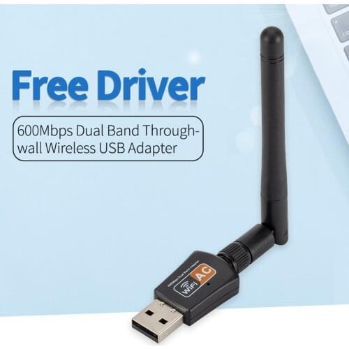 WiFi Network Card Receiver 2.4/5GHz USB 600Mbps 11AC Dual Band Wireless Adapter for Household Computer Accessories
