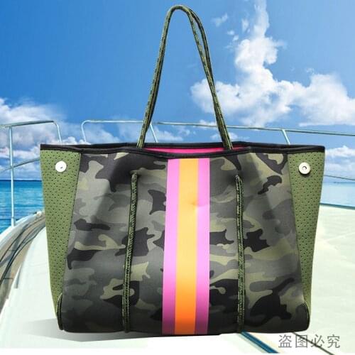 Luxurious Diving Fabric Neoprene Breathable Shoulder Handbag 2021 Summer Big Size Casual Diaper Bag Top-Handle Bags